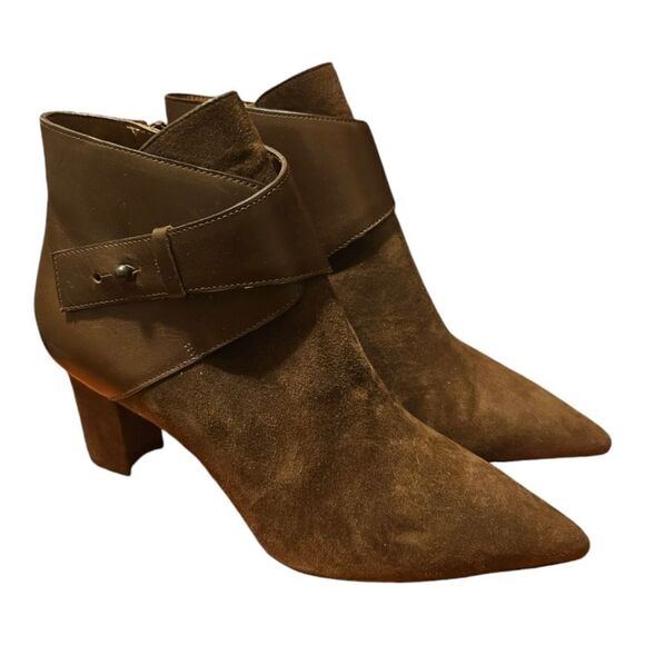 AQUATALIA Rich Brown Suede/ Leather Booties Made in Italy - Size 8 - Picture 1 of 10